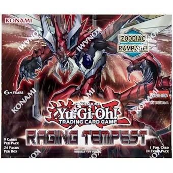 Yu-Gi-Oh! Raging Tempest Booster Box, UK trading card sealed product.
