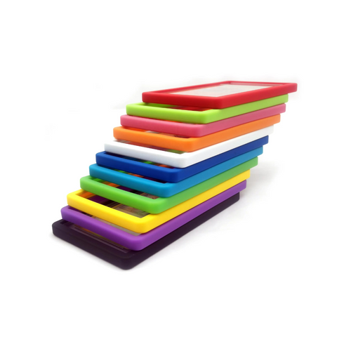 Soft rubber slab bumpers designed to protect graded trading cards from drops, scratches, and edge damage – fits most standard slab sizes