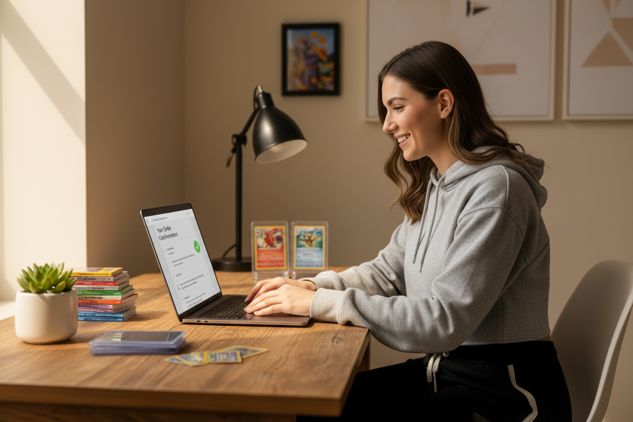 REGENERATE AND MAKE THE GIRL MORE CASUAL, SHE IS A TRADING CARD COLLECTOR